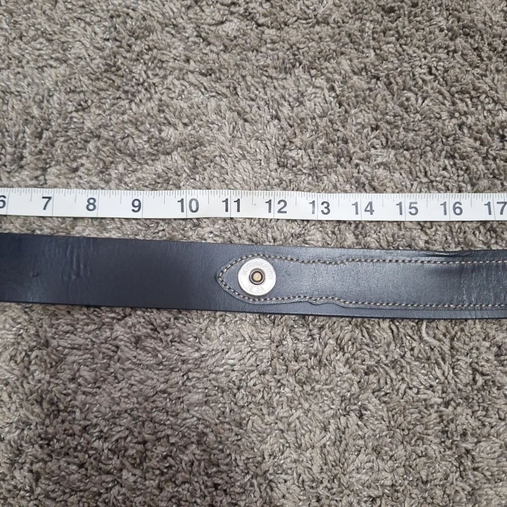 Remington Classic Black Leather Belt -Silver Buckle Bullet Accents- Size 34